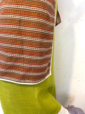 VINTAGE brown stripe cotton apron