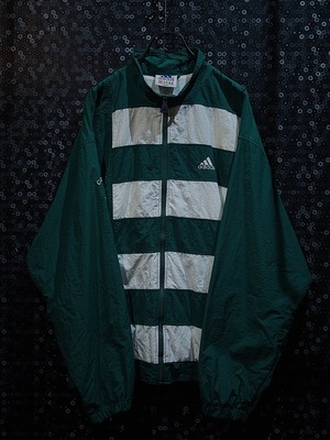 "90's vintage" adidas original White Green pattern"COASTAL TENNIS"nylon jacket