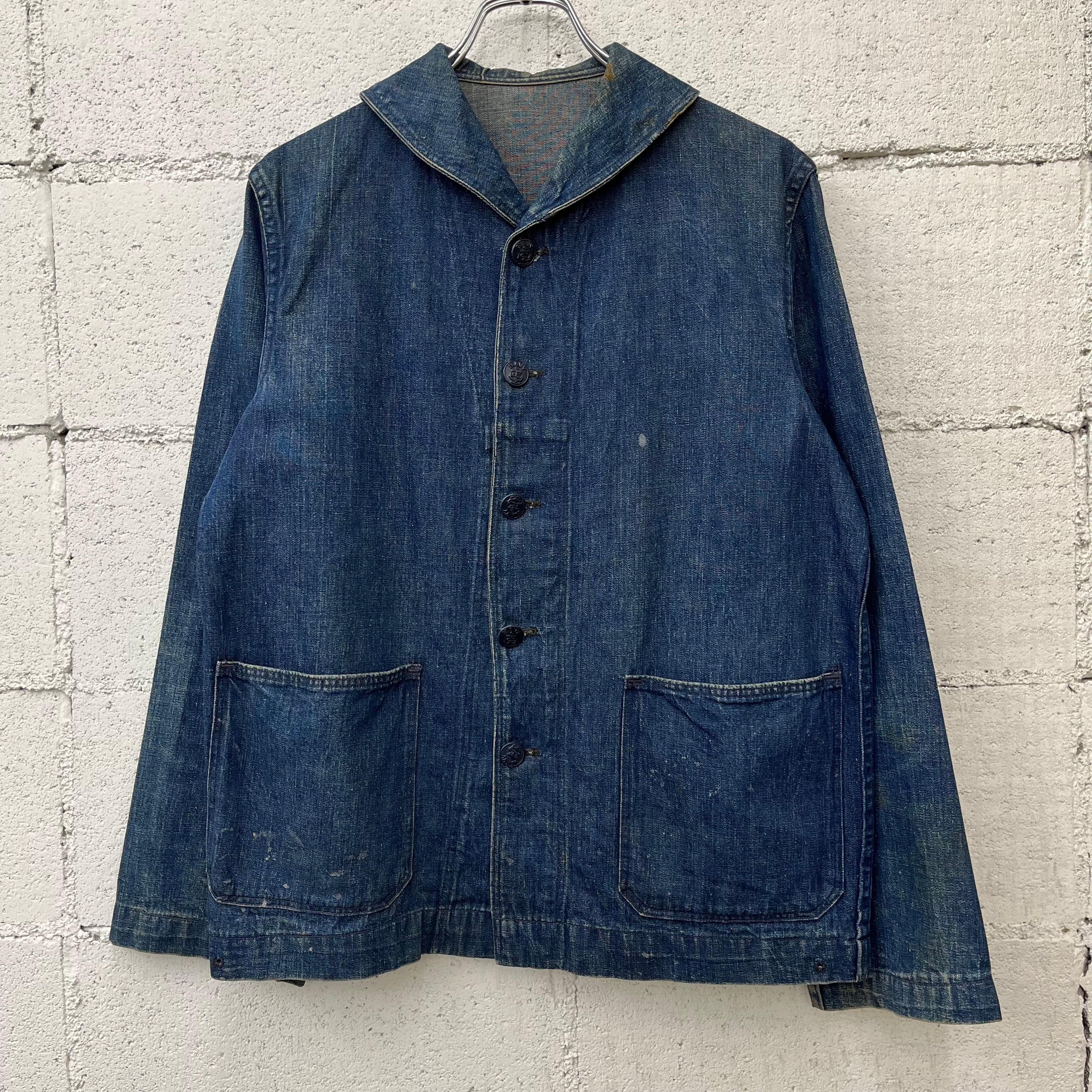 40s US NAVY Shawl Collar Denim Coverall 40年代 US NAVY ショール  