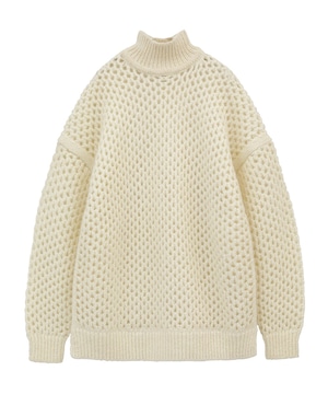 CLANE : DOT MESH MOHAIR OVER KNIT TOPS 15106-2132 C/# IVORY SIZE 1