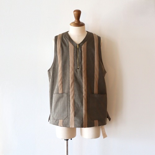 ALVISTA " Knit Stripe Vest ( Olive )"