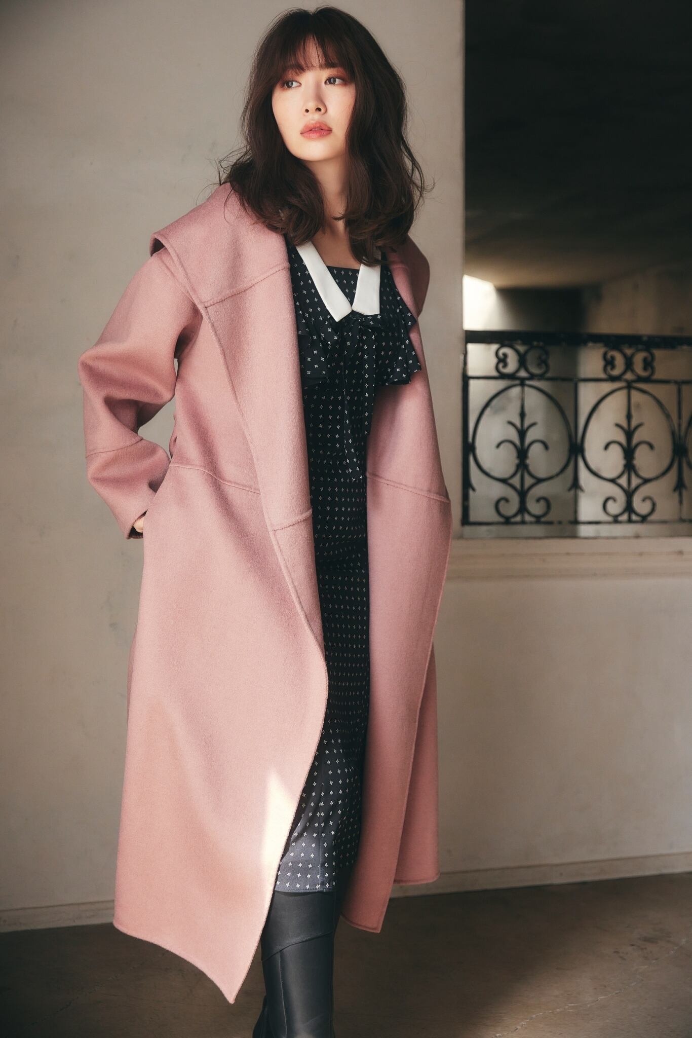 wool blend belted jacket