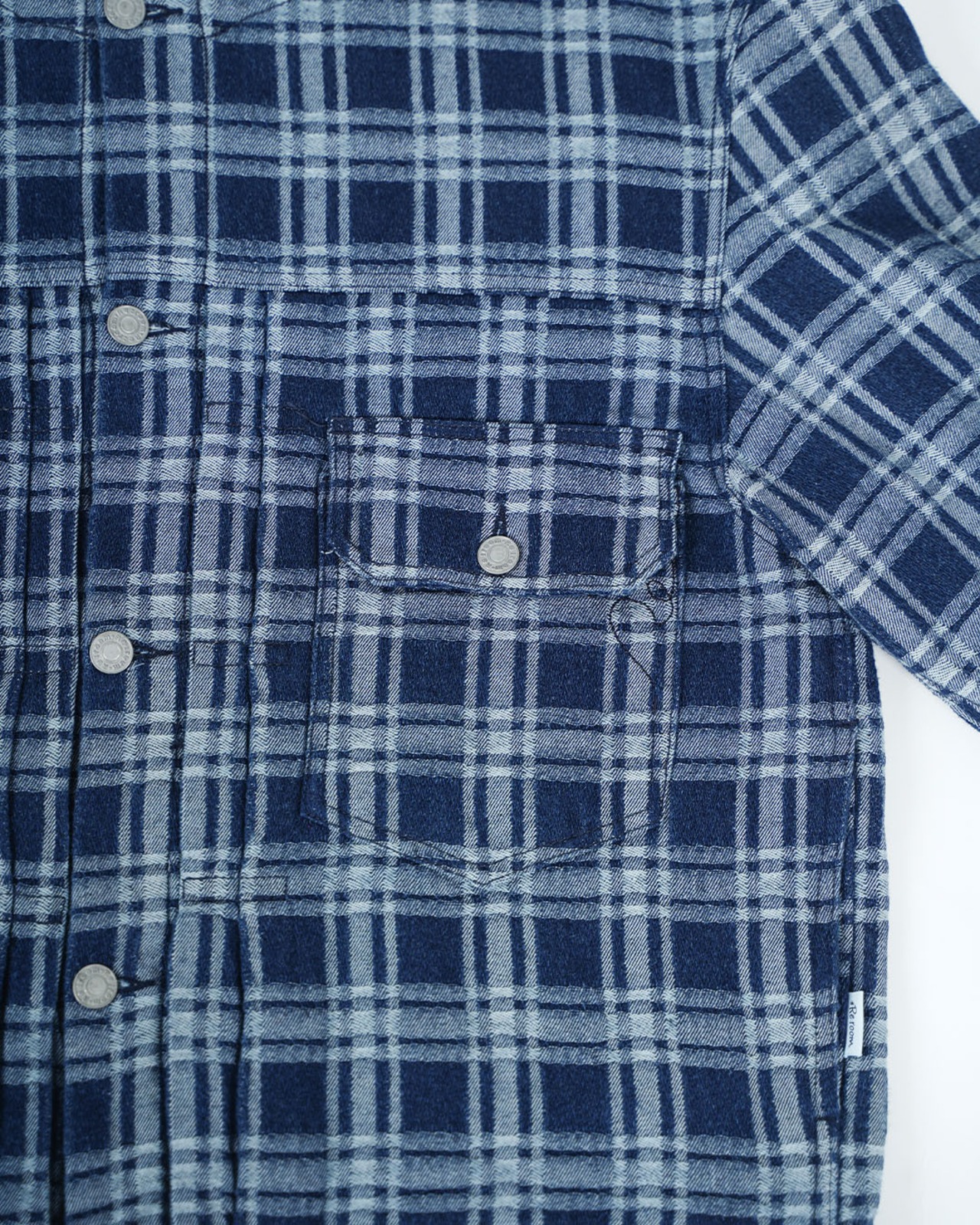 【#Re:room】CHECK DENIM NO COLLAR JACKET［REJ149］