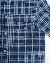 【#Re:room】CHECK DENIM NO COLLAR JACKET［REJ149］