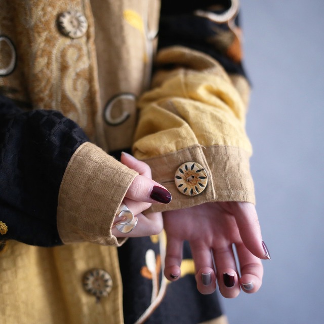 ”花×刺繍" multi  switching pattern box silhouette gobelin jacket