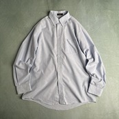 USA製 ARROW ポリ混 オックスフォード 無地 ボタンダウン 長袖シャツ ブルー