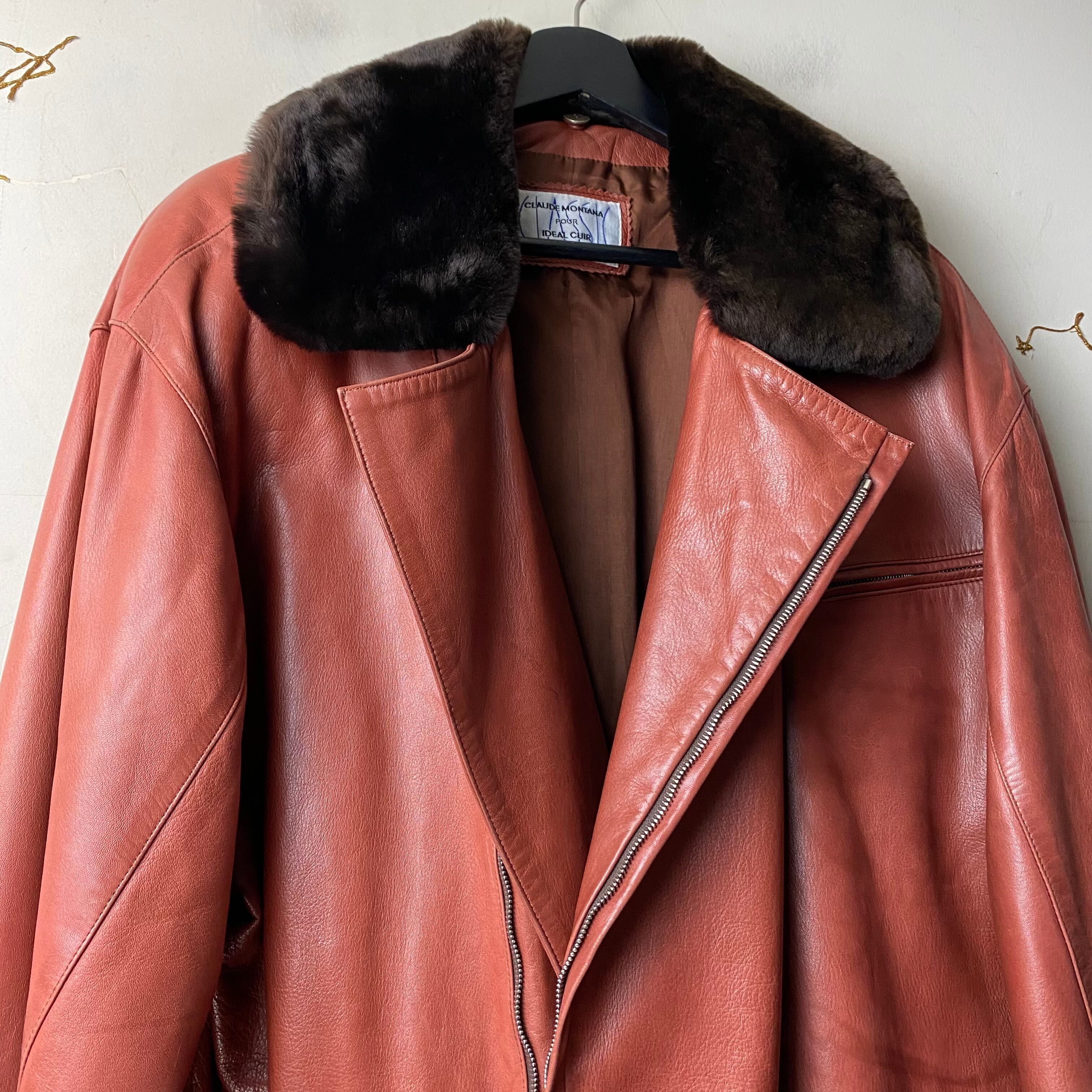 vintage CLAUDE MONTANA leather riders coat | NOIR ONLINE