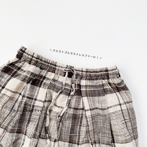 Slub check gather skirt