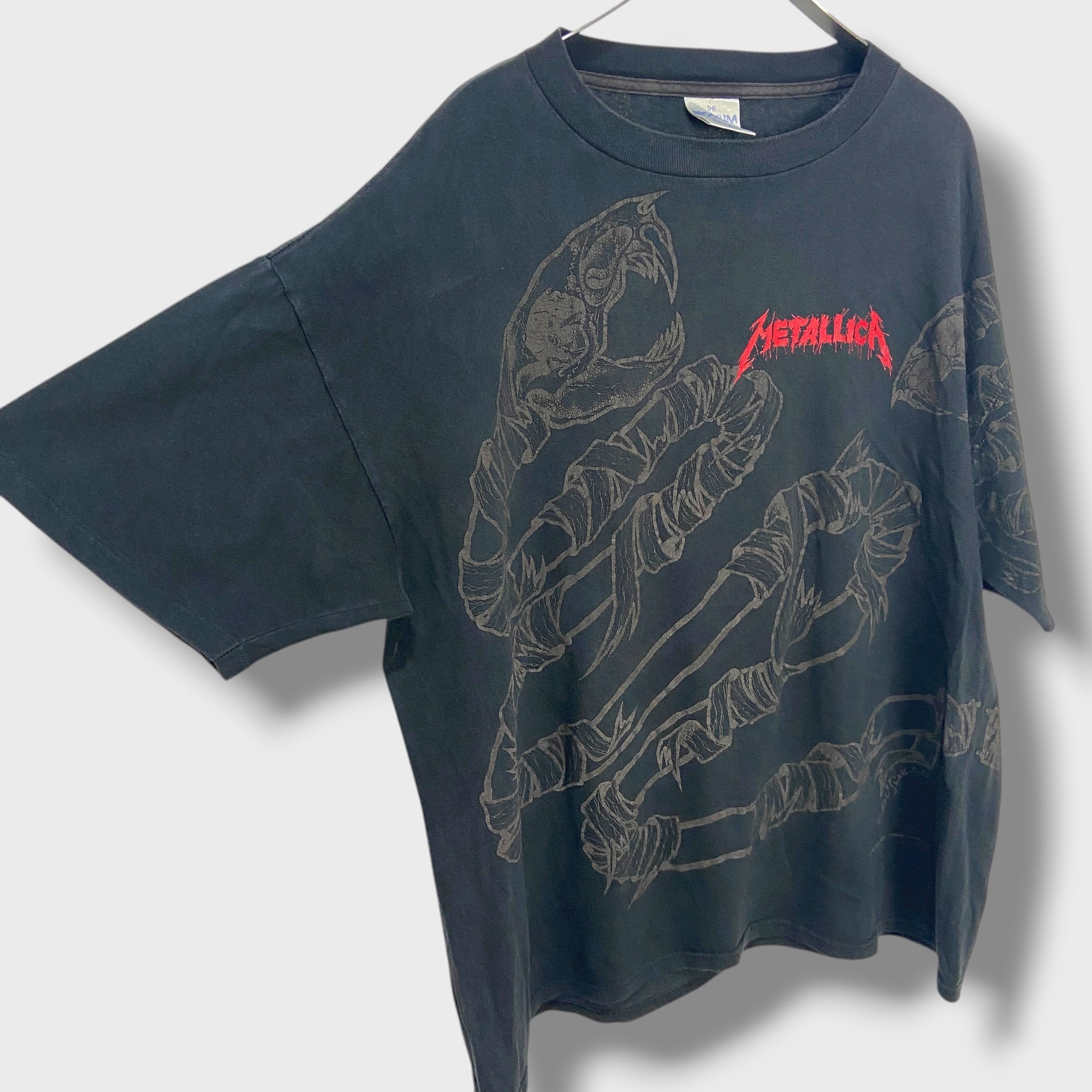 90s メタリカ バンドTシャツ 総柄 USA製 XL パスヘッド 黒 大判 | 古着