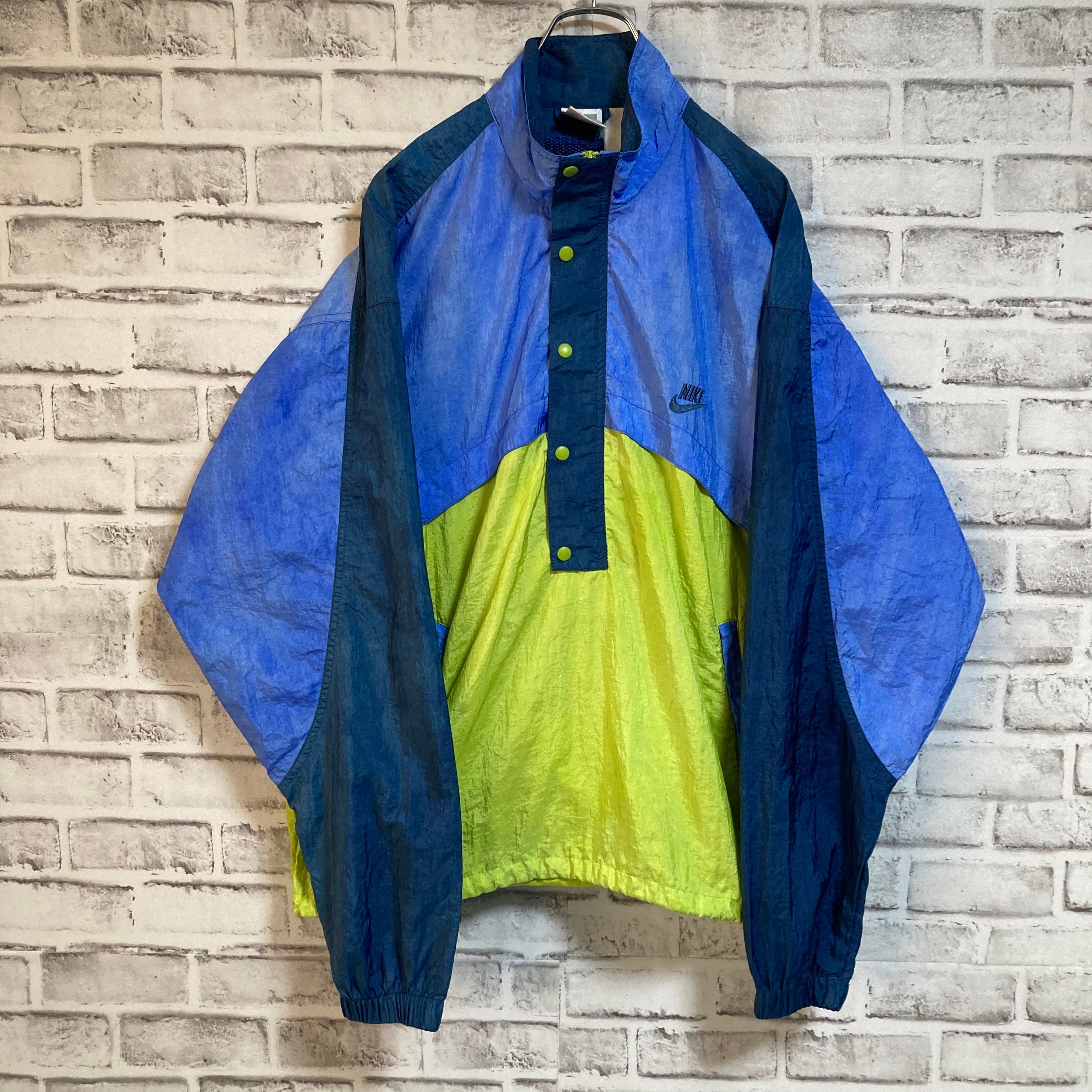 NIKE】90s Halfzip Nylon Jacket L相当 USA規格 ナイキ 銀タグ 切替 ...