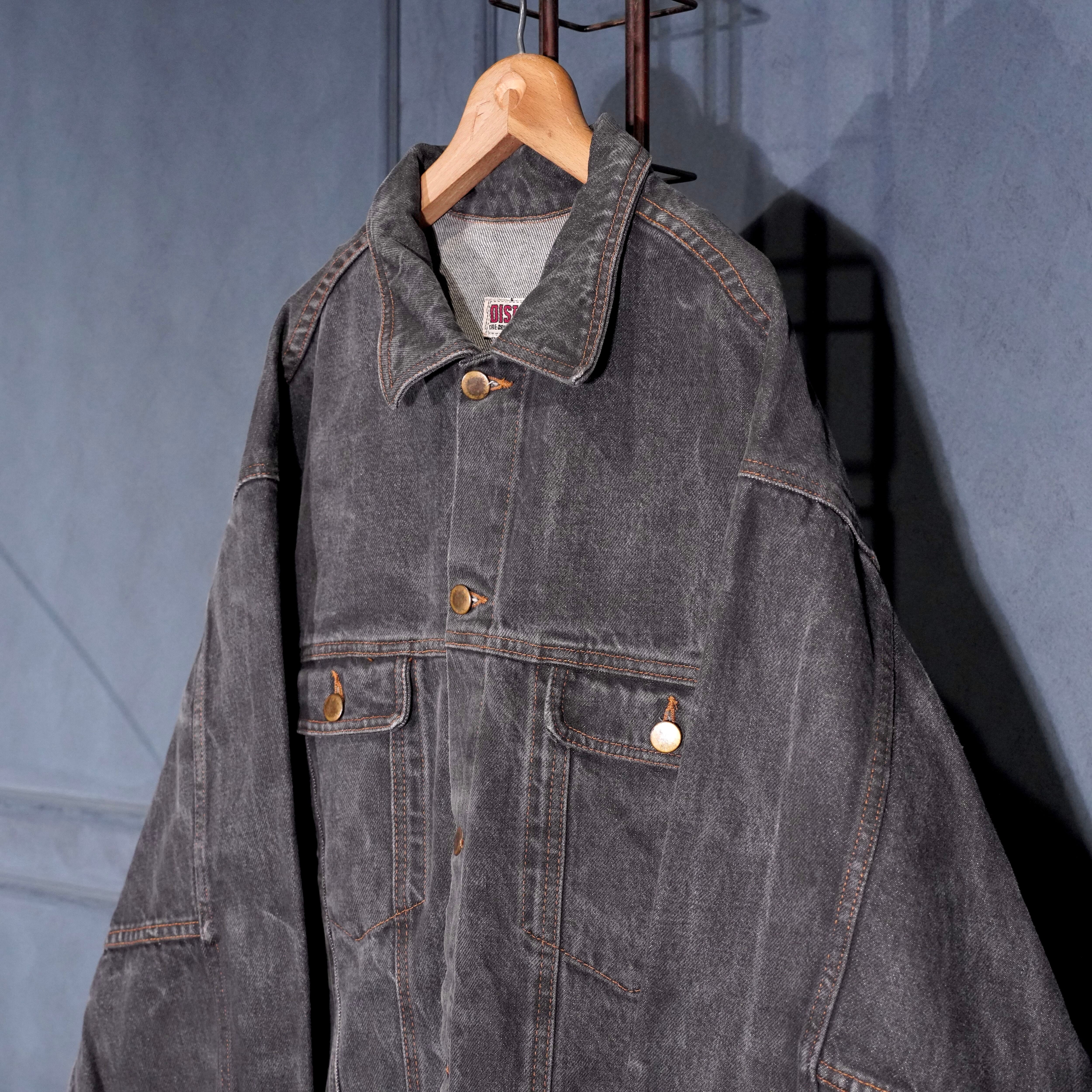 USA VINTAGE DISTRETTO BLACK COLOR DENIM TRACKER JACKET/アメリカ