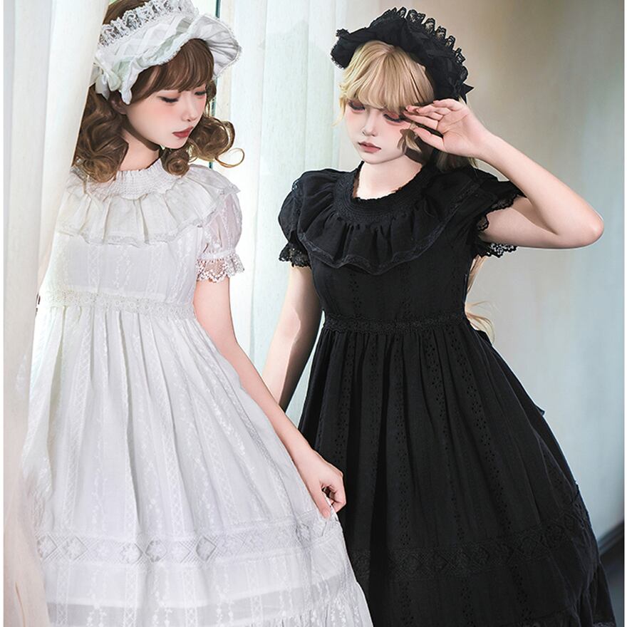 地雷系 ゴスロリ ワンピース 3点セット へアドレス ネックリボン付き PUJI