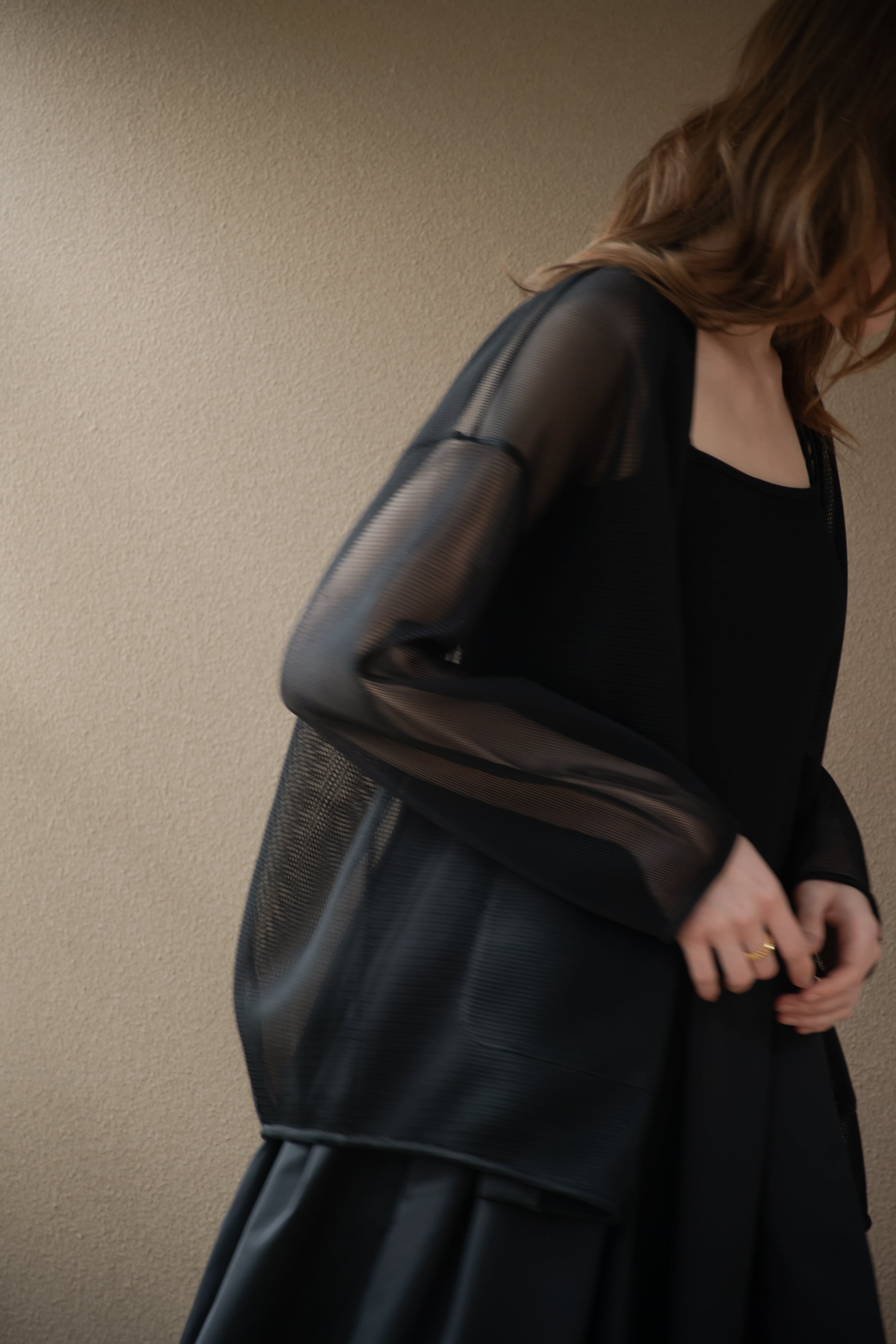 double mesh Cardigan （ホワイト、ブラック）【予約販売】 | pois
