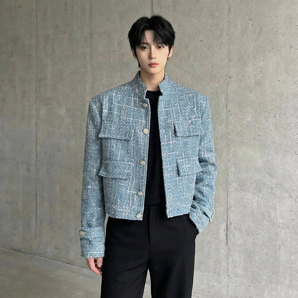 スパンコール かすり風デニムショートジャケット D10678