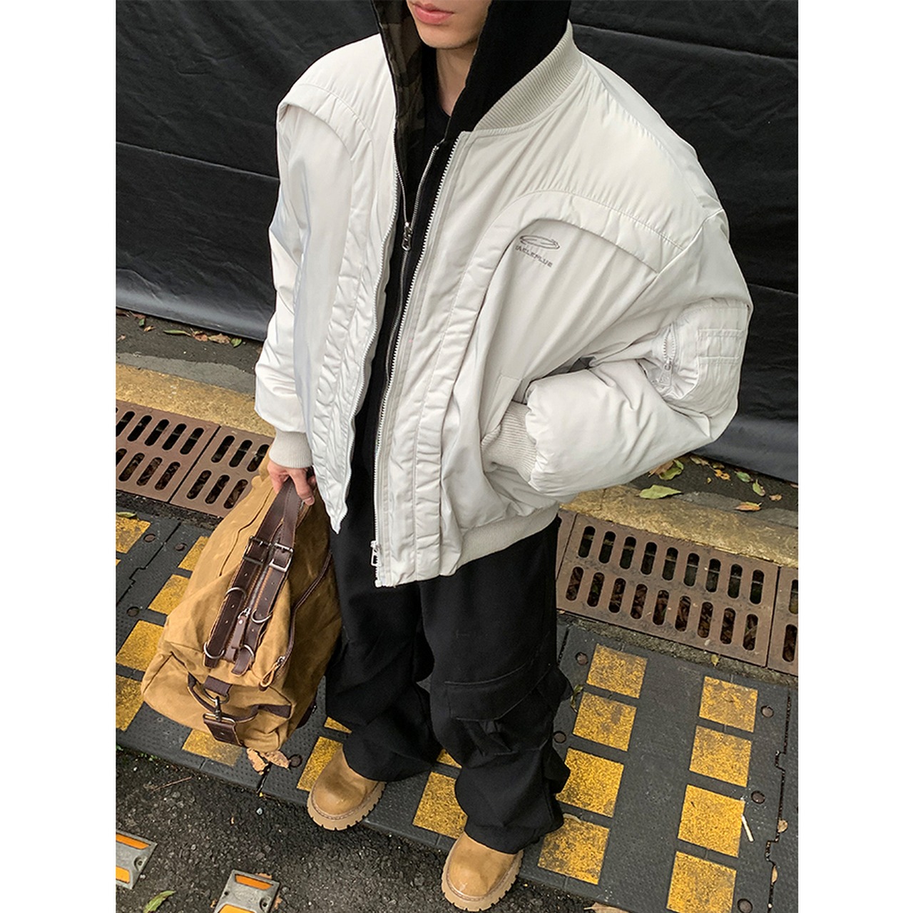 【暖かさUP】LOGO刺繍MA1中綿ジャケット T1318