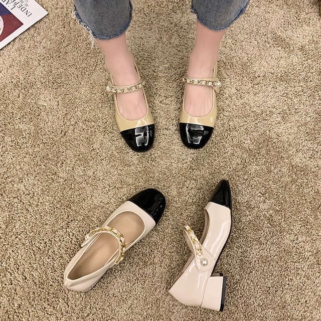 サマーレッドチェーン パールスタイルシングル 靴 シューズ 夏物 真珠 部族の婦人靴12582284610