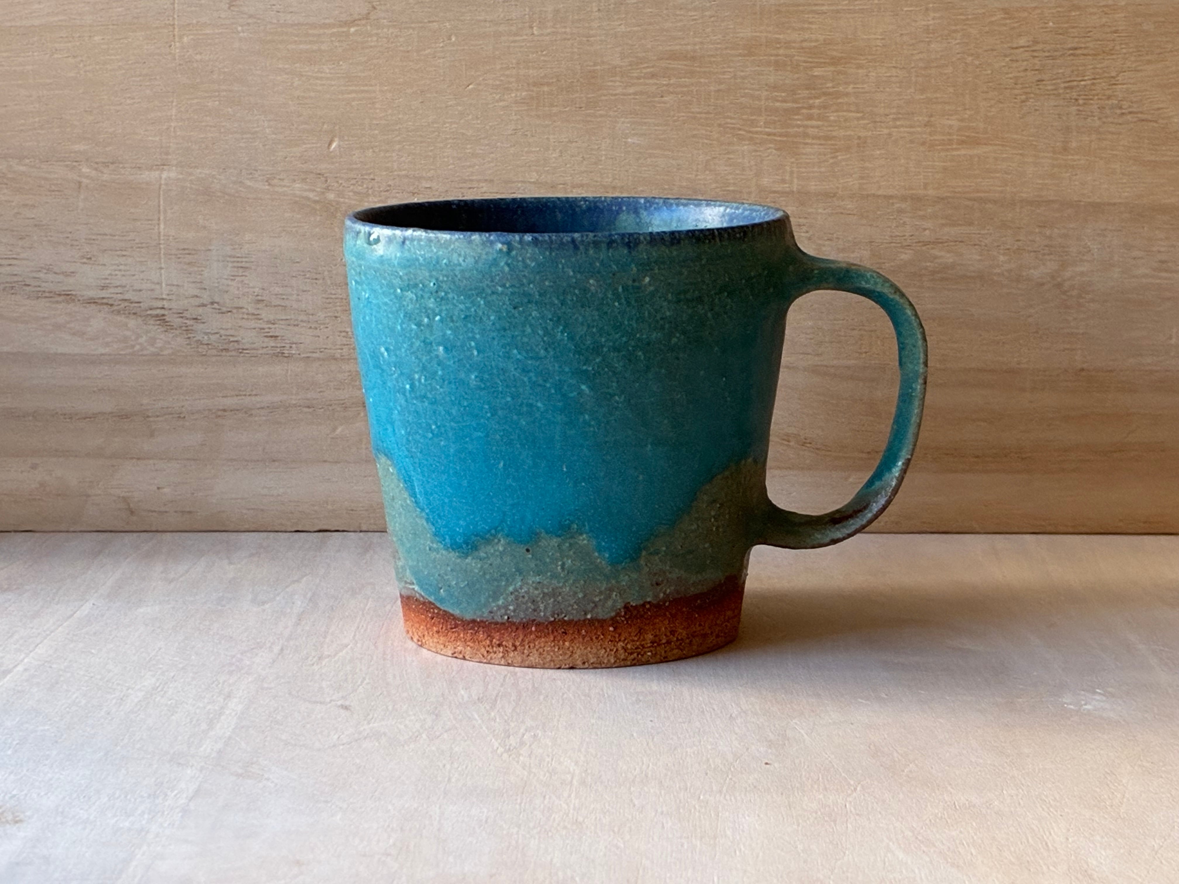 渋い青（口縁濃いブルー景色Lサイズ)270ml マグカップ コーヒーカップ