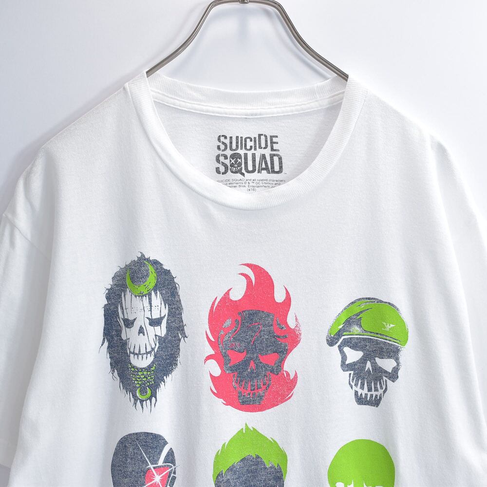 10s SUICIDE SQUAD スーサイドスクワッド DCコミックス キャラクター ムービーTシャツ 映画 アメコミ ホワイト ヴィンテージ ビンテージ USA アメリカ古着 メンズ Lサイズ