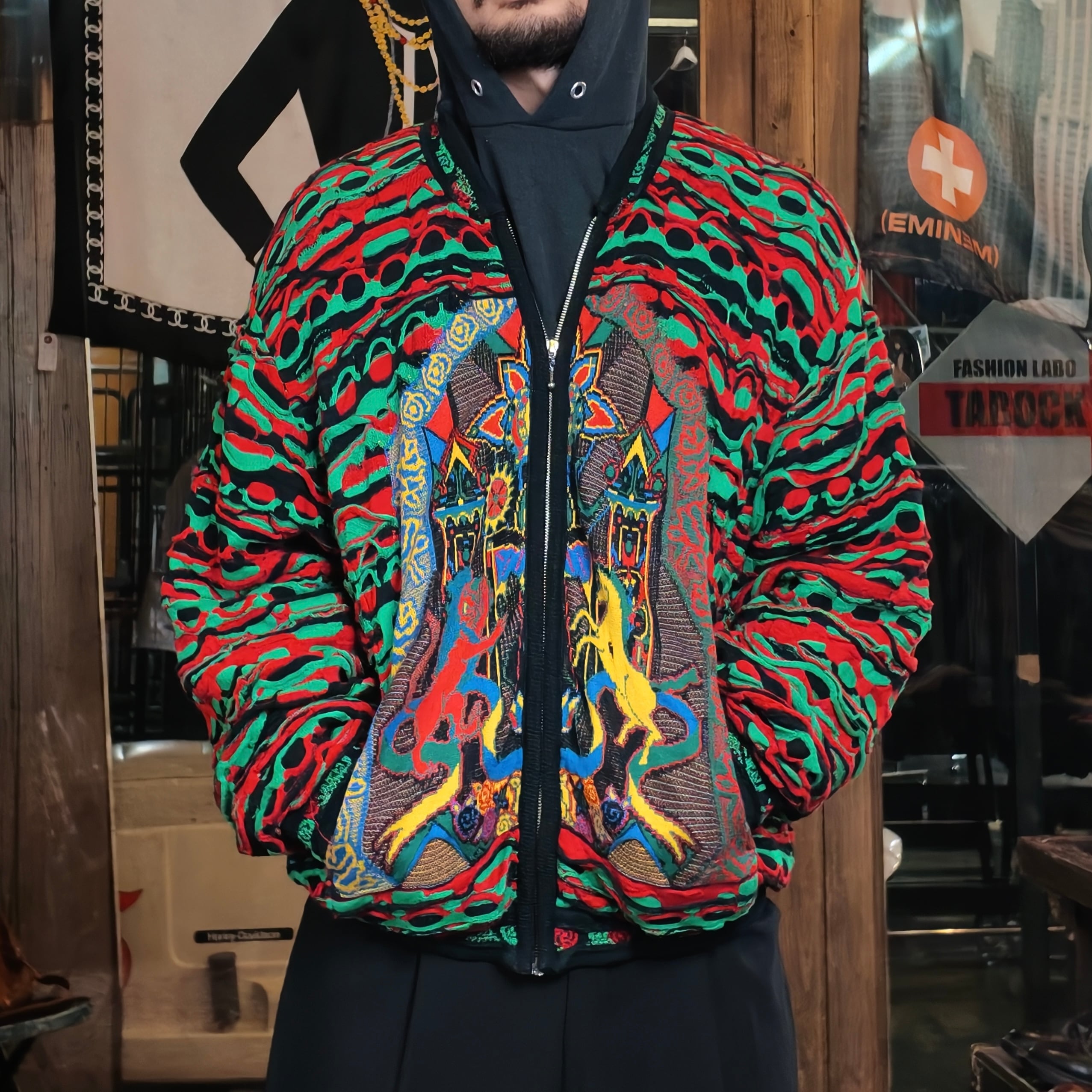 90's COOGI 3D KNIT ZIP JACKET 90年代 クージー 3Dニットジャケット