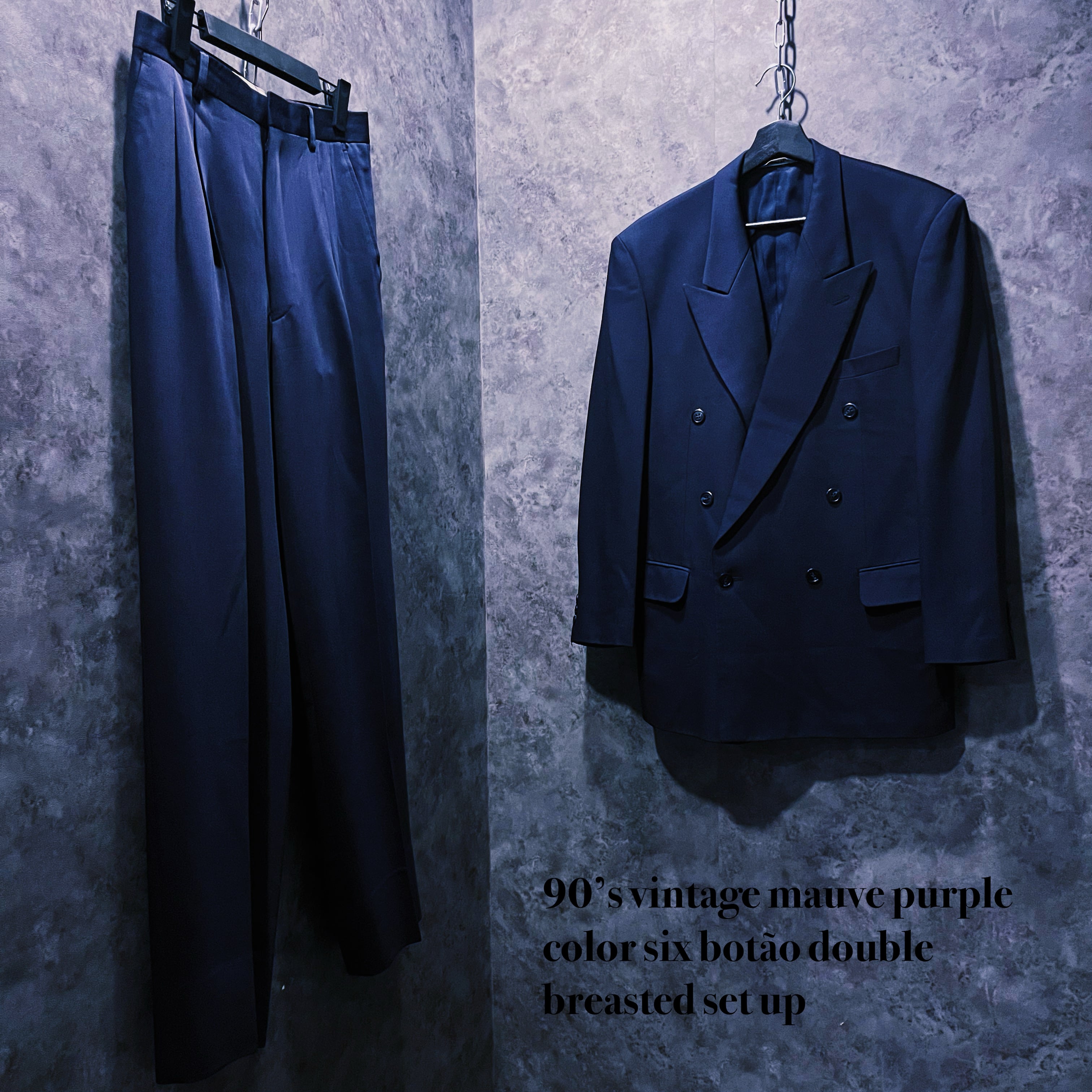 【doppio】90’s vintage mauve purple color six botão double breasted set up