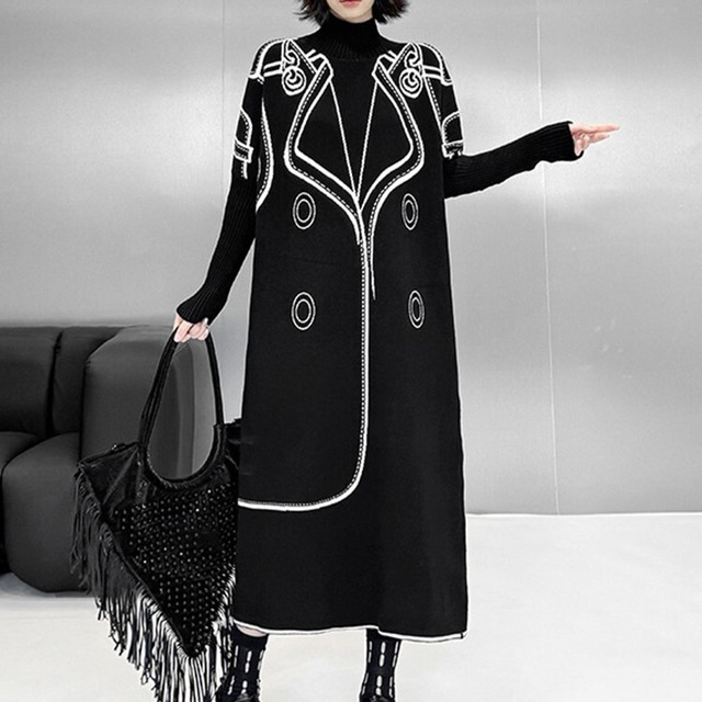 Turtleneck Long Sweater Dress / タートルネック ロング セーター ドレス ワンピース