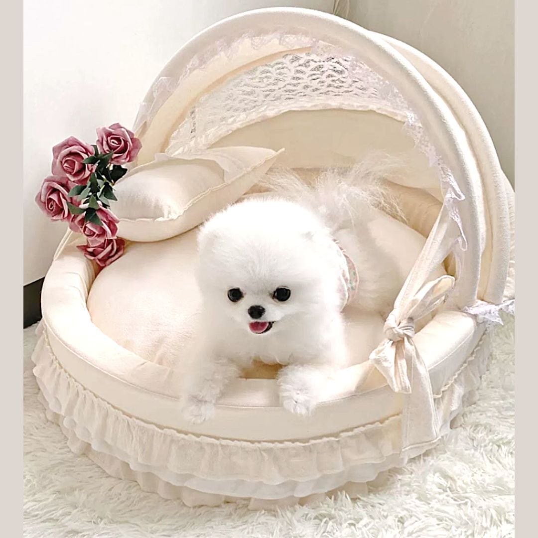 予約【№B02169】ペット 3段フリル プリンセスベッド（ピロー付き）M