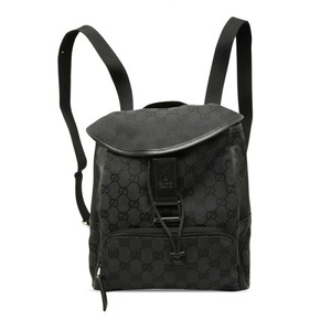 グッチ GGキャンバス リュック バックパック 019 0352 ブラック キャンバス レザー レディース GUCCI 【中古】