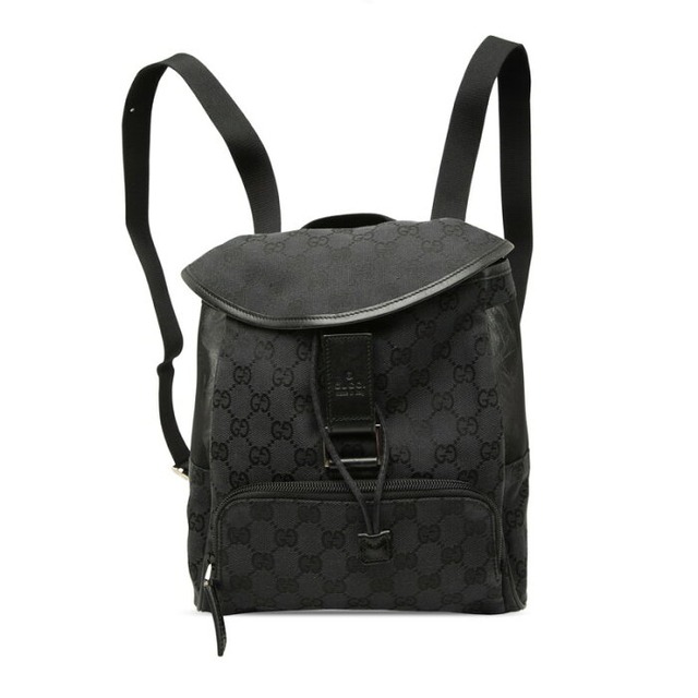 グッチ GGキャンバス リュック バックパック 019 0352 ブラック キャンバス レザー レディース GUCCI 【中古】