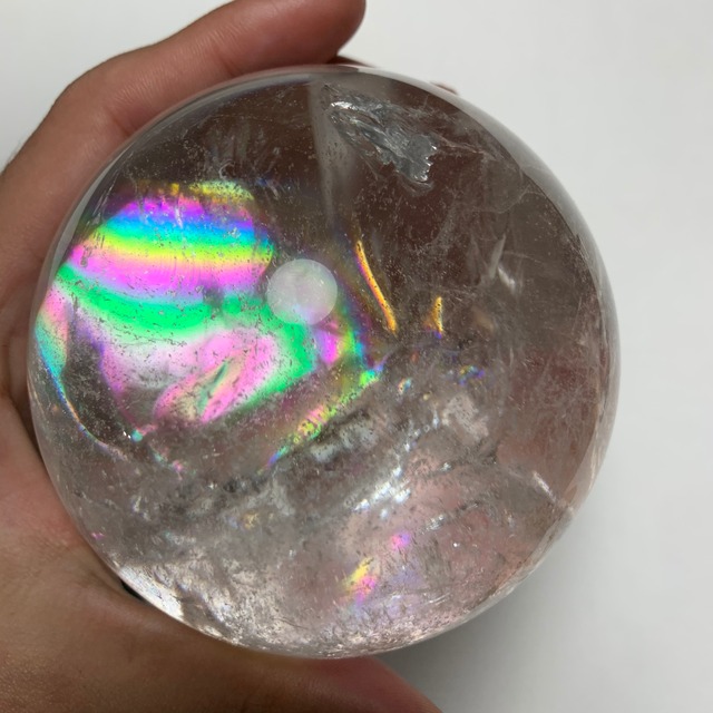 レアな大玉♪一点物！綺麗で美しいレインボー✩大玉アイリスクォーツスフィア