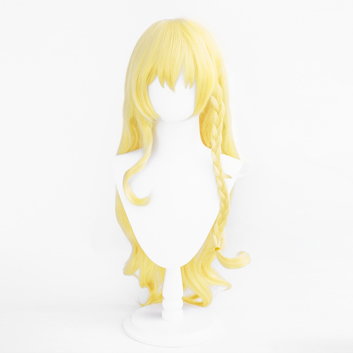 コスプレ耐熱ウィッグ イエロー ゴールド ロング 三つ編み 