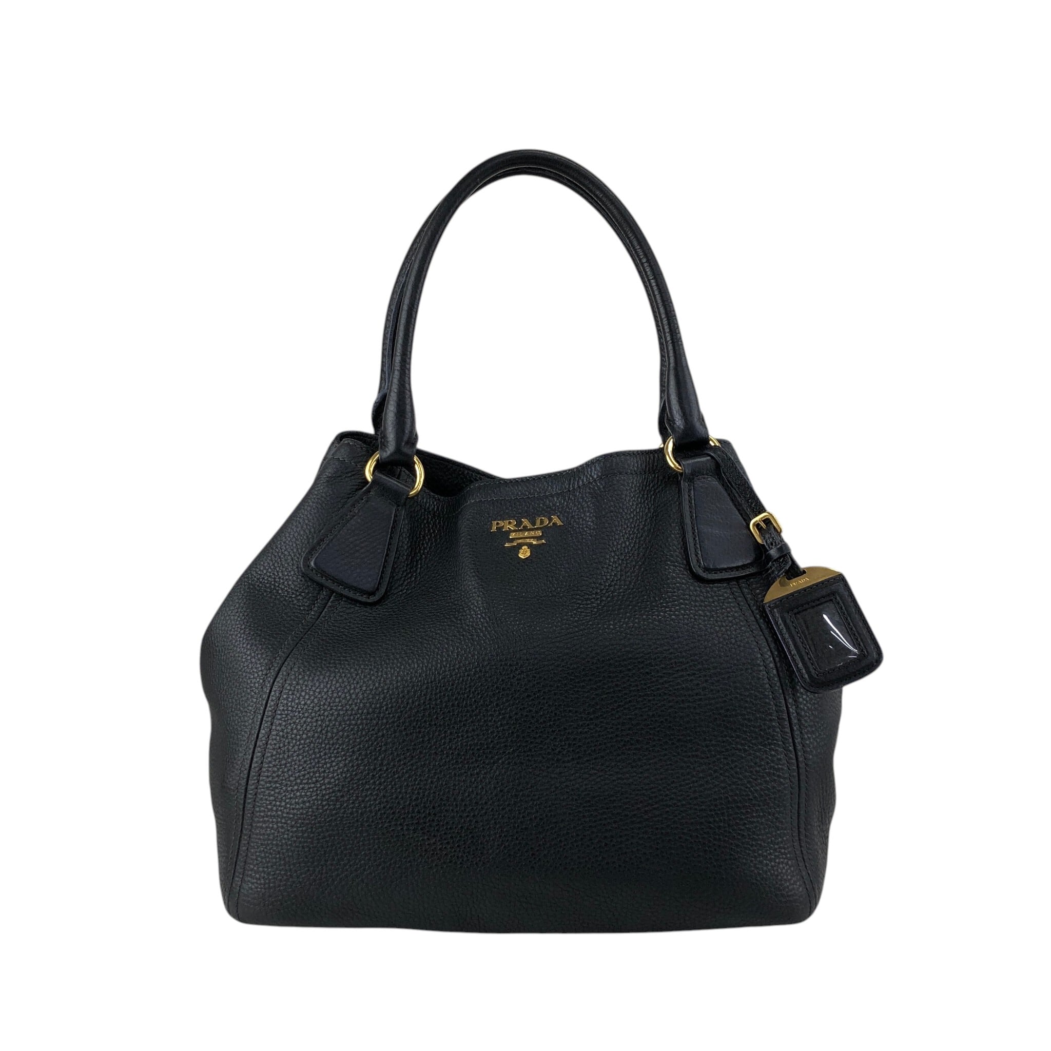PRADA プラダ ハンドバッグ ブラック ロゴ レザー BN2534 vintage