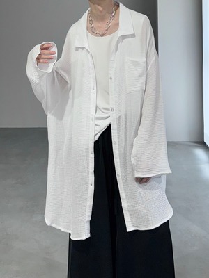 sheer loose long shirt / white