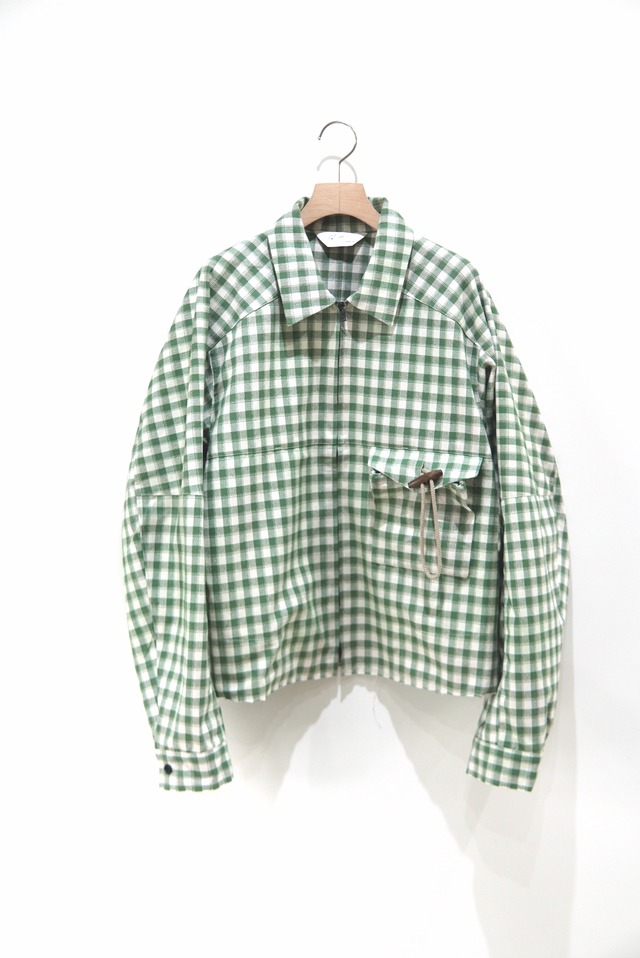 ANCELLM /   C/R CHECK SHORT ZIPUP SHIRT / ANC-SH53-B