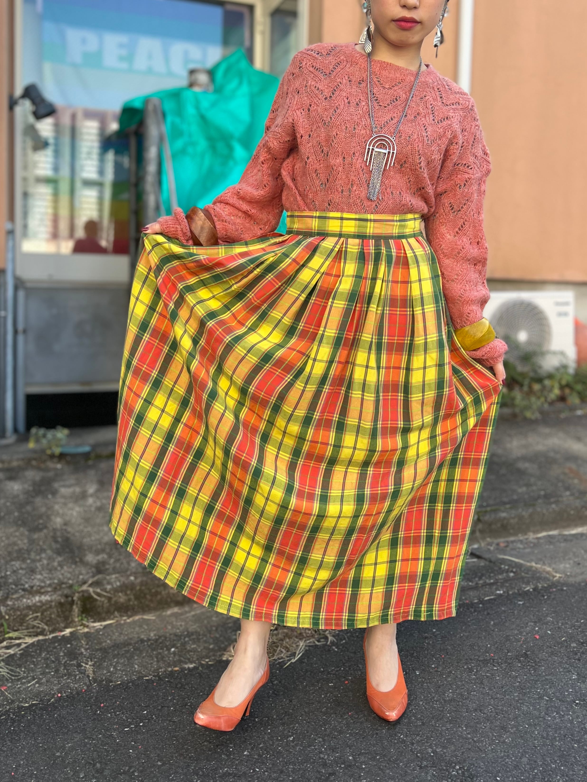 Vintage Skirt 猫プリントスカート