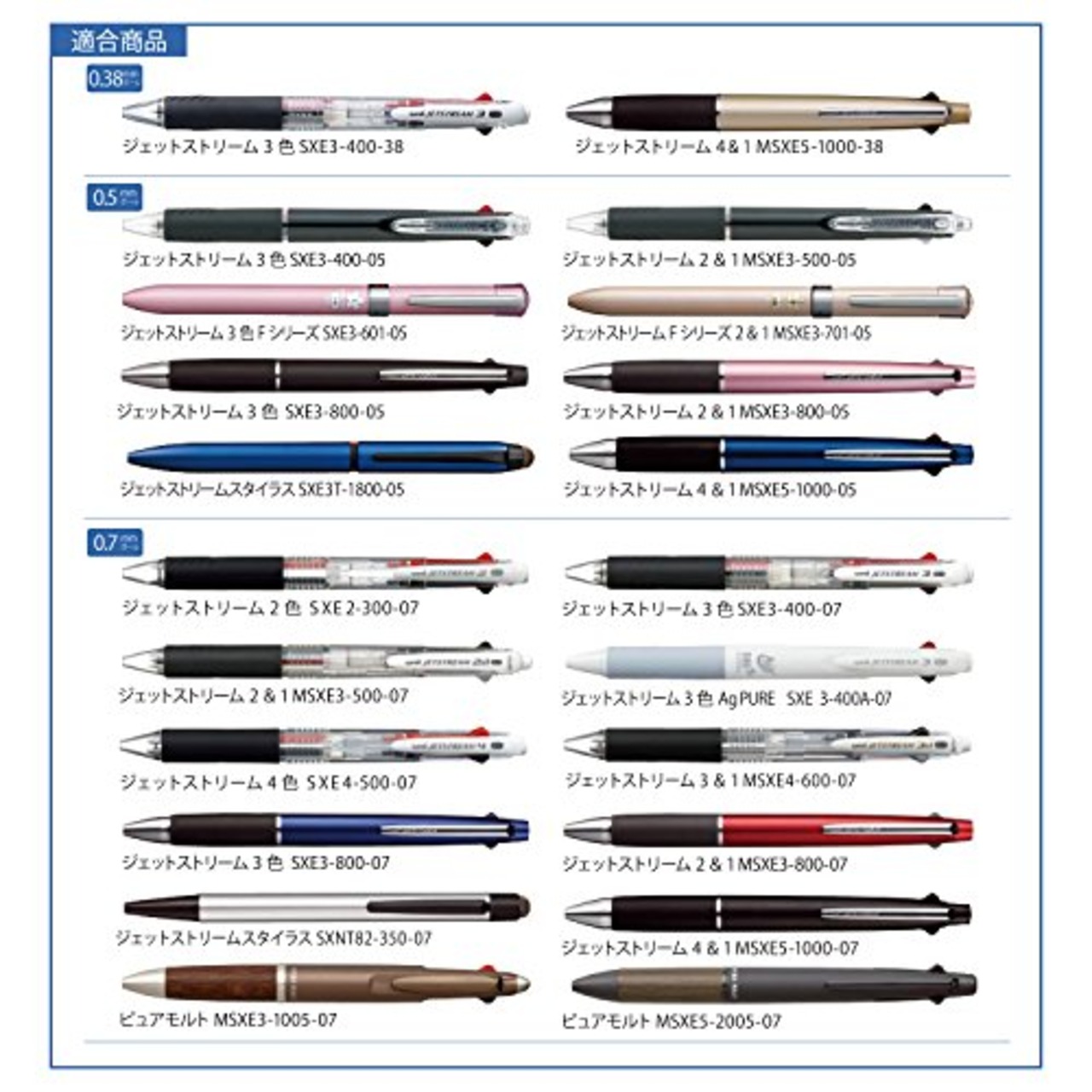 三菱鉛筆 ボールペン替芯 ジェットストリーム 多色多機能 0.7 4色×2本入 SXR8007