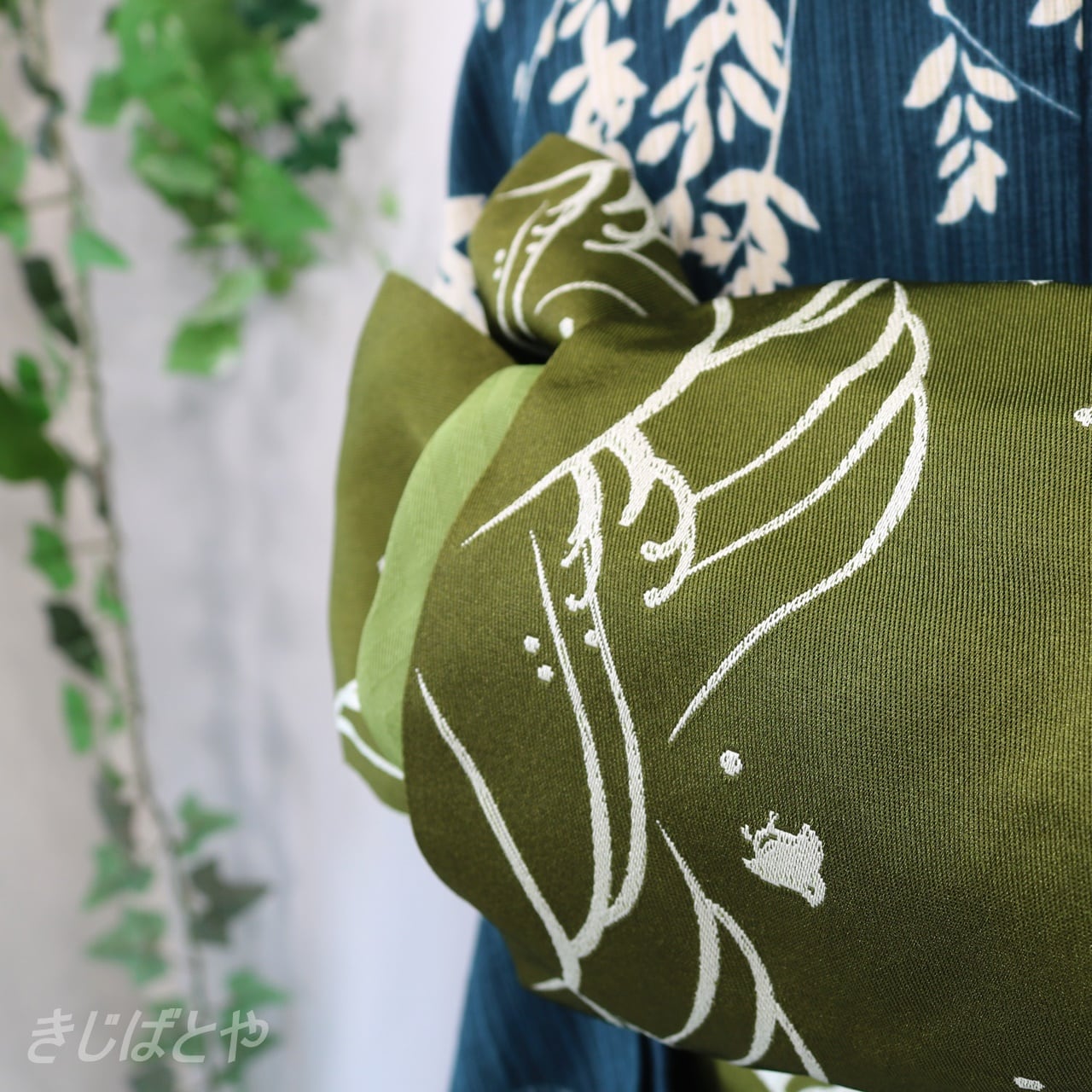 半幅帯 波に千鳥 青白橡 | きじばとや