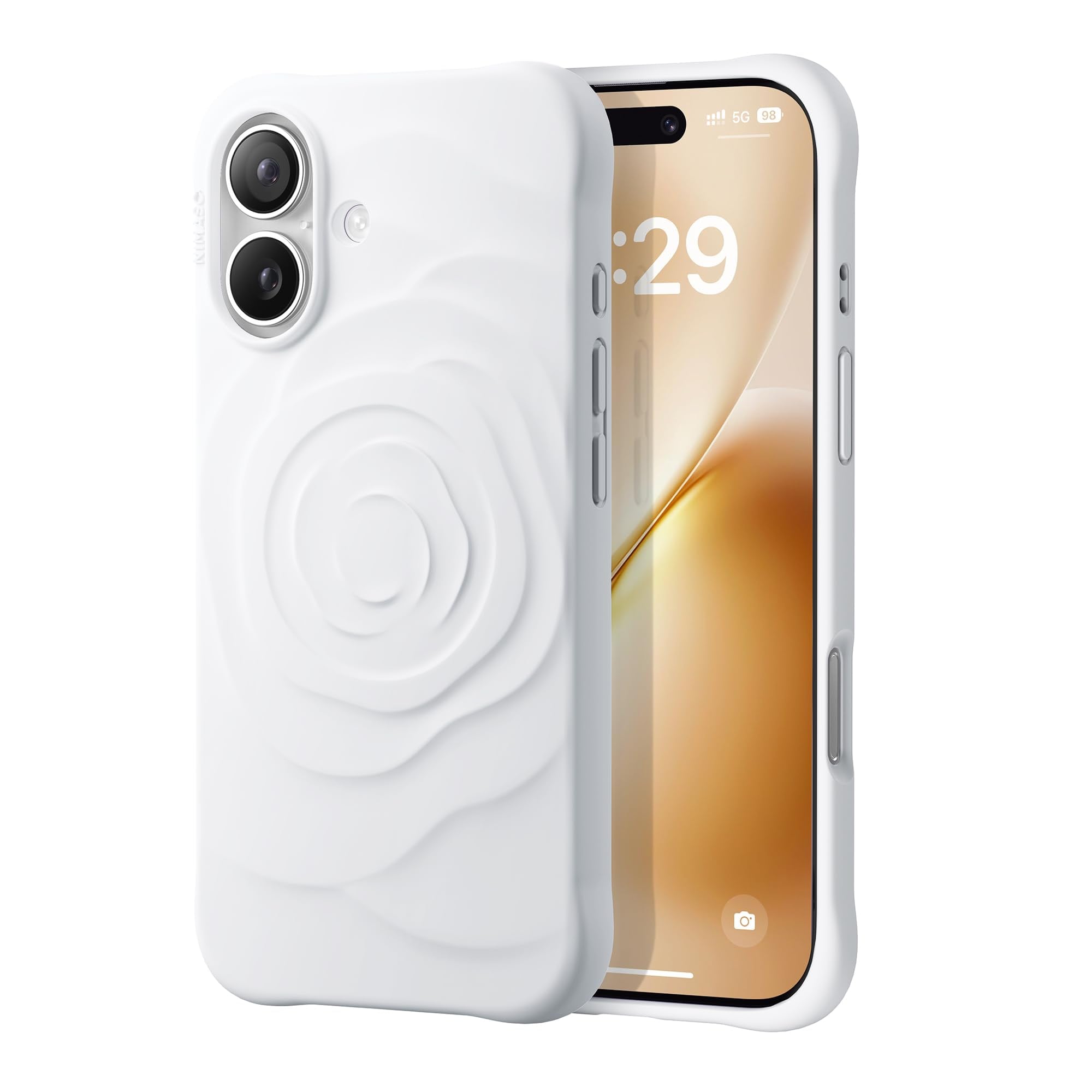 NIMASO iPhone17用 ケース MagSafe対応 シリコン 耐衝撃 指紋防止 かわいい ホワイト アイフォン17対応(6.3インチ)