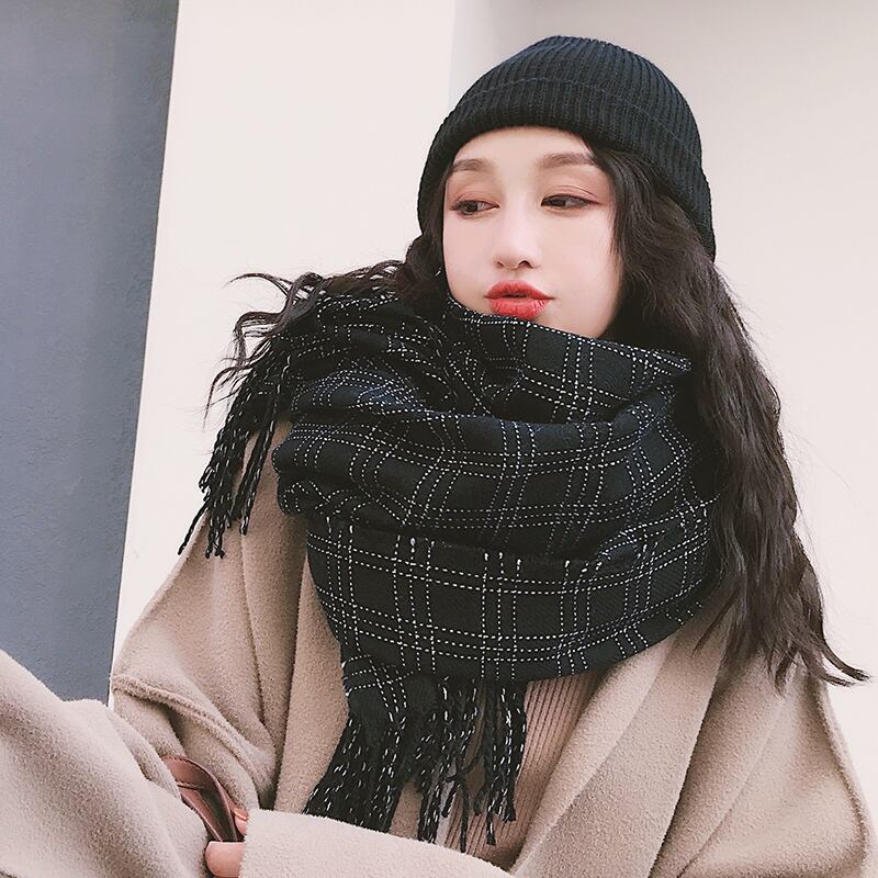 スカーフ オータムウィンター格子柄 大人ガーリー スウィート キュート カジュアル 秋物 冬物 ブラック・アイド・ピーズ6373279001