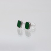 SV rectangle 翡翠ピアス A貨翡翠 jd_mm1241