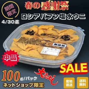 ウニ 期間限定特別販売 北海道根室産 ロシアバフン塩水ウニ 中品 100g/P