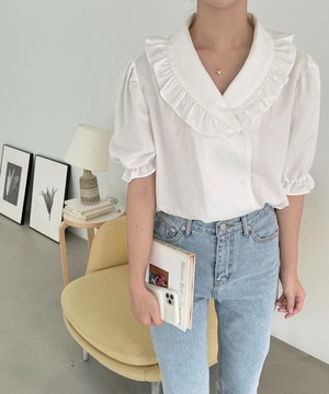 《即納商品》urban blouse (ivory / blue)