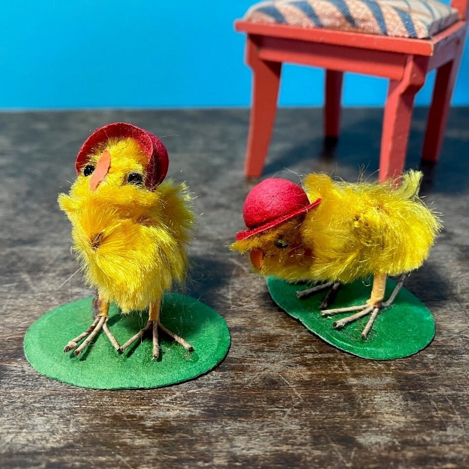 赤い帽子のひよこ2P モール人形 モールひよこ