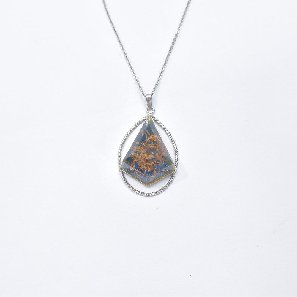 Used ボタニカル デザイン ペンダント ネックレス チョーカー ドライフラワー 鉱石モチーフ アクセサリー シルバーカラー ヴィンテージ 首飾り ビンテージ 古着
レディース