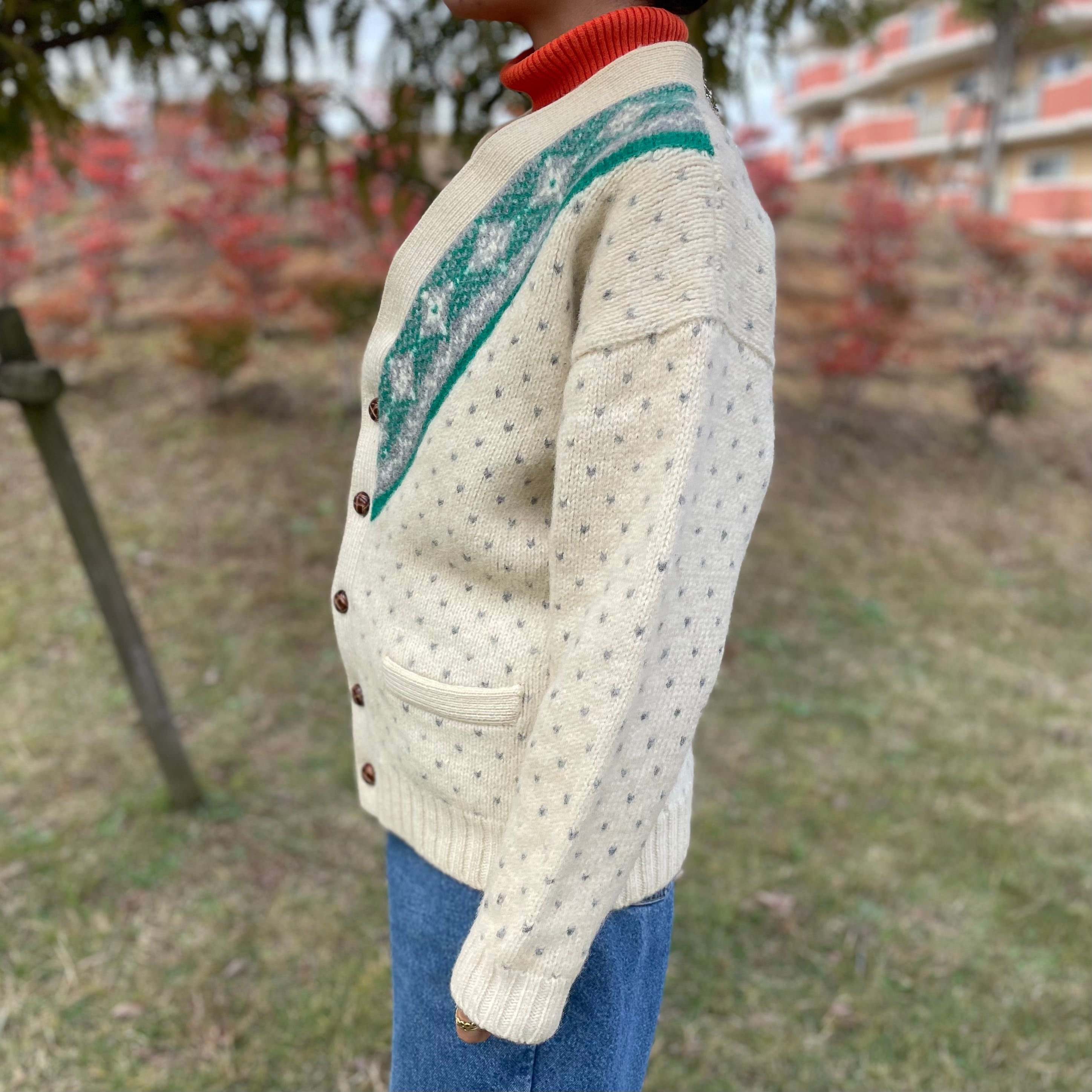 v-neck knit cardigan ニットカーディガン古着ヴィンテージ 118 | 古着 ...