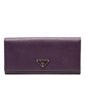 プラダ 三角ロゴプレート 長財布 パープル サフィアーノレザー レディース PRADA 【中古】