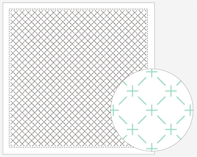 ダルマ刺し子ふきん一目刺し（白）「米刺し (1105)」：DARUMA Sashiko Fukin White "Kome-sashi" - 1105