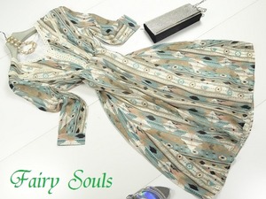 ★送料無料★フリ−☆オルテガ柄レ−ス付きミモレ丈ワンピ(OPN6721)