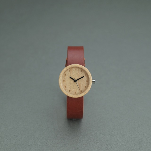 Maple wood - Organic leather Red - S