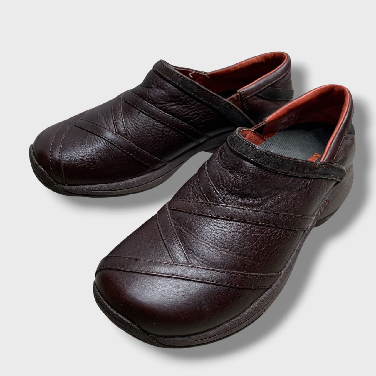 MERRELL ブラウンレザースリッポン　コンフォートシューズ