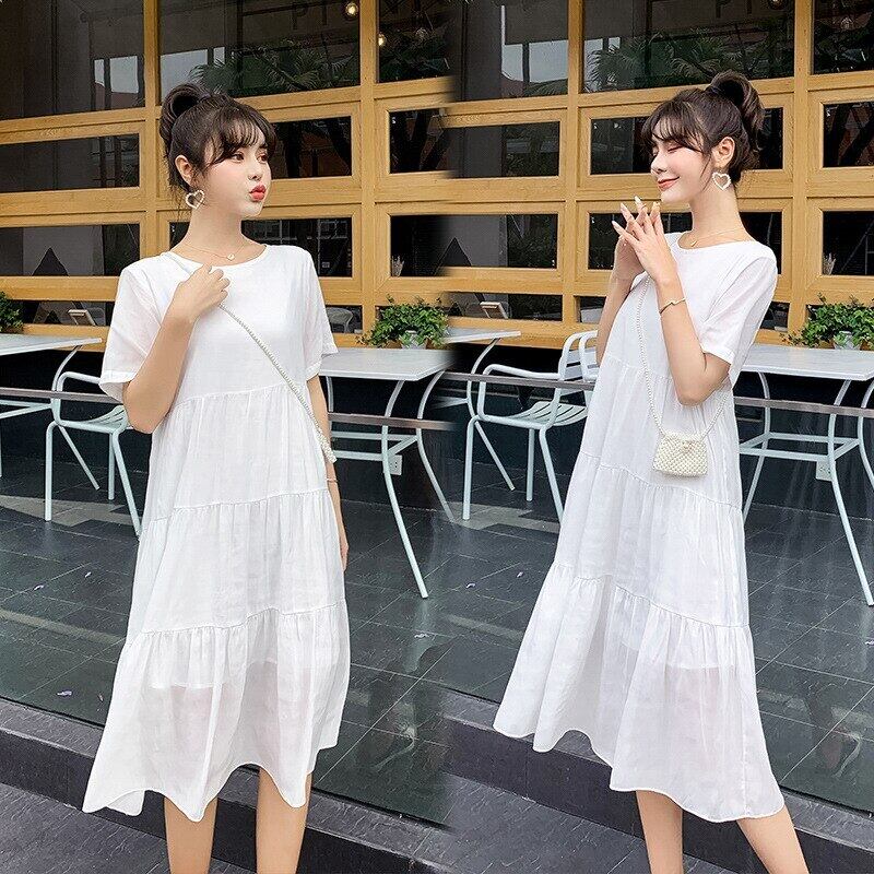【新作】【送料無料】 マタニティ服2019サマースタイルスウィートシフォンルーズフィット妊婦ドレスロング妊婦ドレス 大人ガーリー キュート カジュアル 夏物 AL expec3523872970
